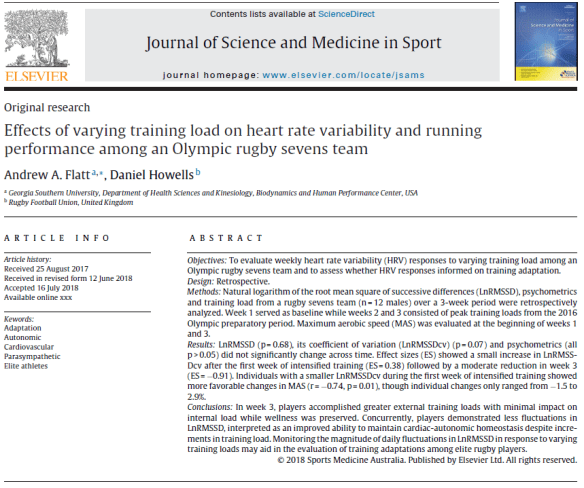 JSAMS Abstract Flatt Howells HRV rugby sevens